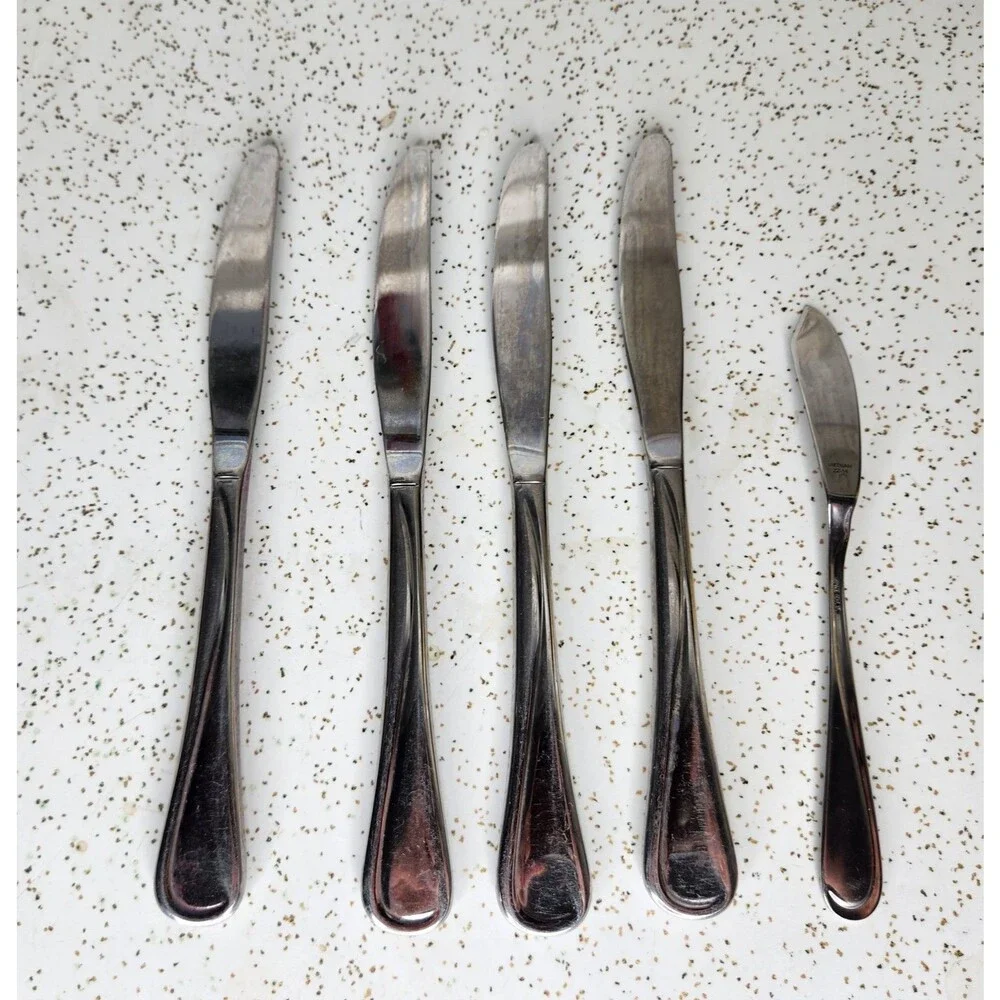 Oneida FLIGHT Glossy Set of 5 Dinner & Butter Knives Stainless Flatware